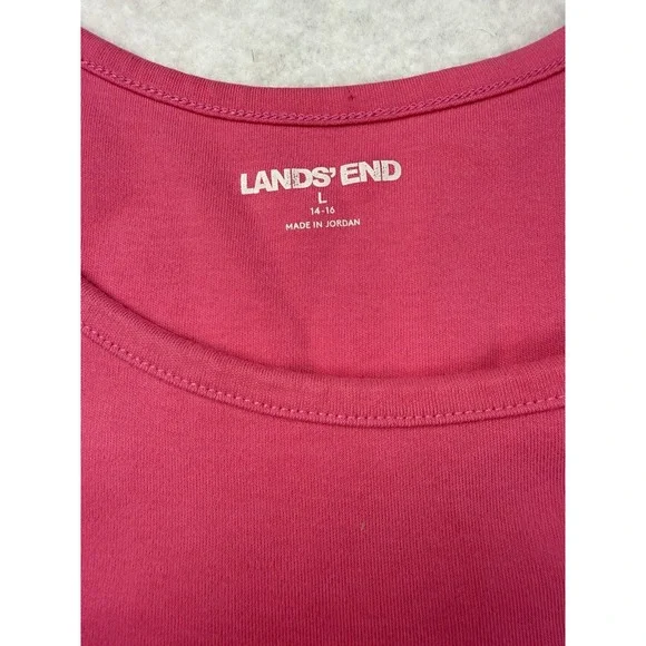 Lands‎ End Womens Tank Top Large Pink Sleeveless Scoop Neck Cotton Blend - Picture 2 of 6